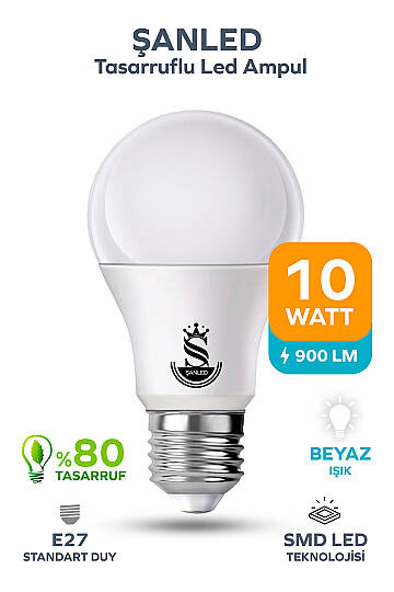 10W Tasarruflu Beyaz Işık Led Ampul