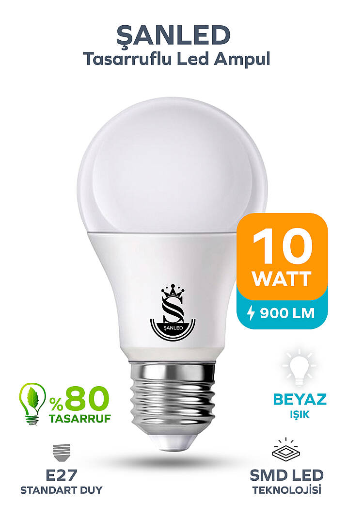 10W Tasarruflu Beyaz Işık Led Ampul - 1