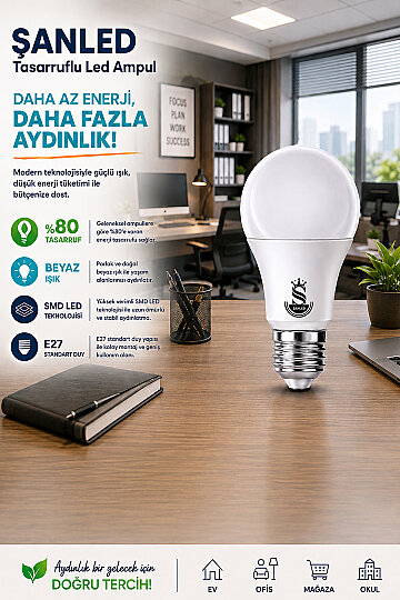 10W Tasarruflu Beyaz Işık Led Ampul - 5