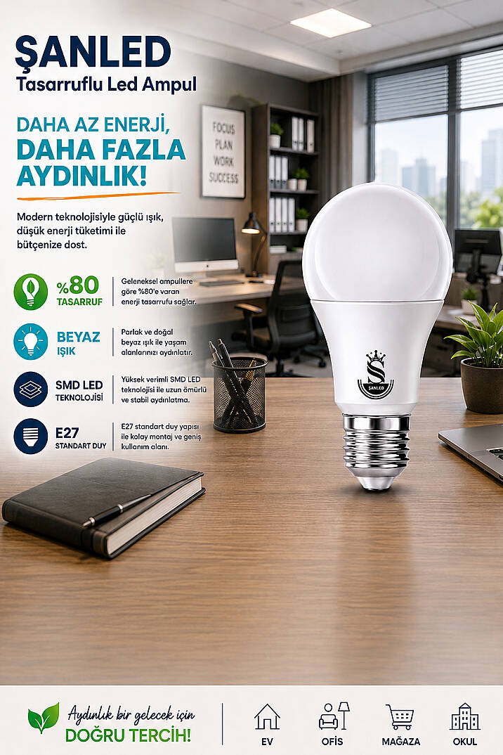 10W Tasarruflu Beyaz Işık Led Ampul - 5