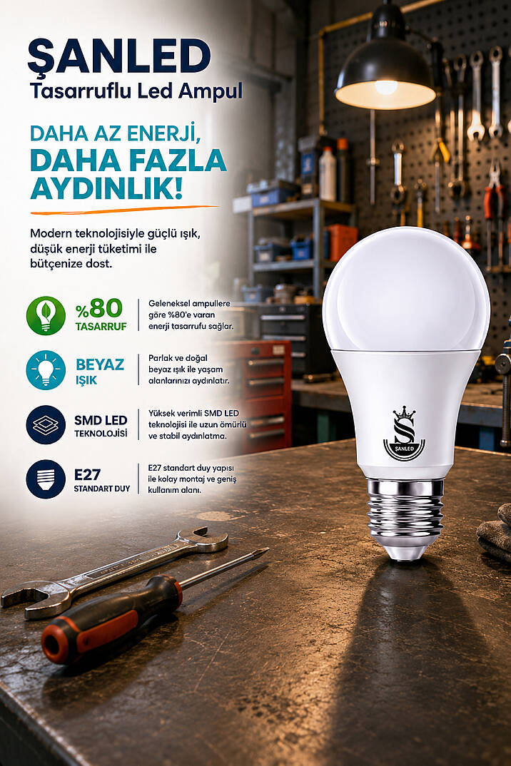 10W Tasarruflu Beyaz Işık Led Ampul - 6