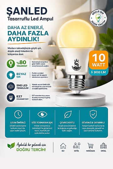 10W Tasarruflu Gün Işığı Led Ampul - 3