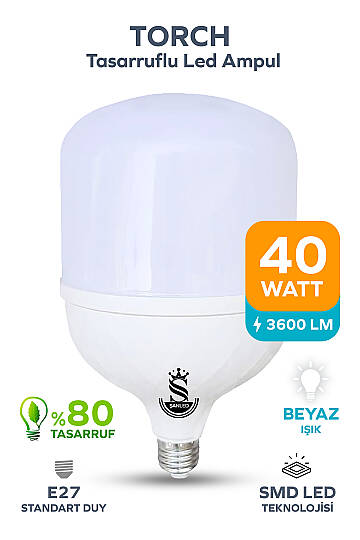 40w Tasarruflu E27 Beyaz Işık Torch Led Ampul