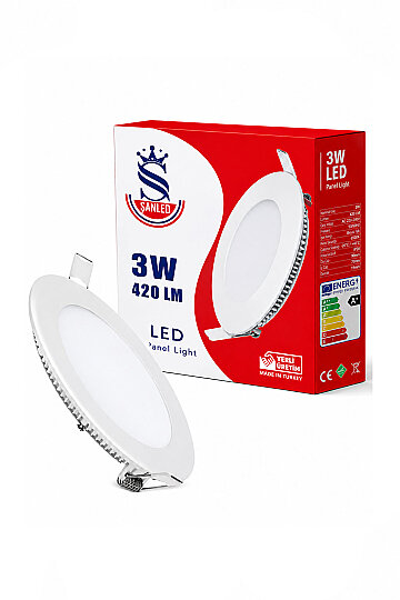 3W Tasarruflu Led Yuvarlak Beyaz Işık Sıva Altı Slim Panel Tavan Aydınlatma Armatürü - Kopya - 2