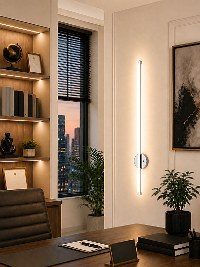 Dekoratif 20W İç Mekan Krom Kasa 3 Renkli Işık Elektrikli 80 cm Duvar Aplik - 2
